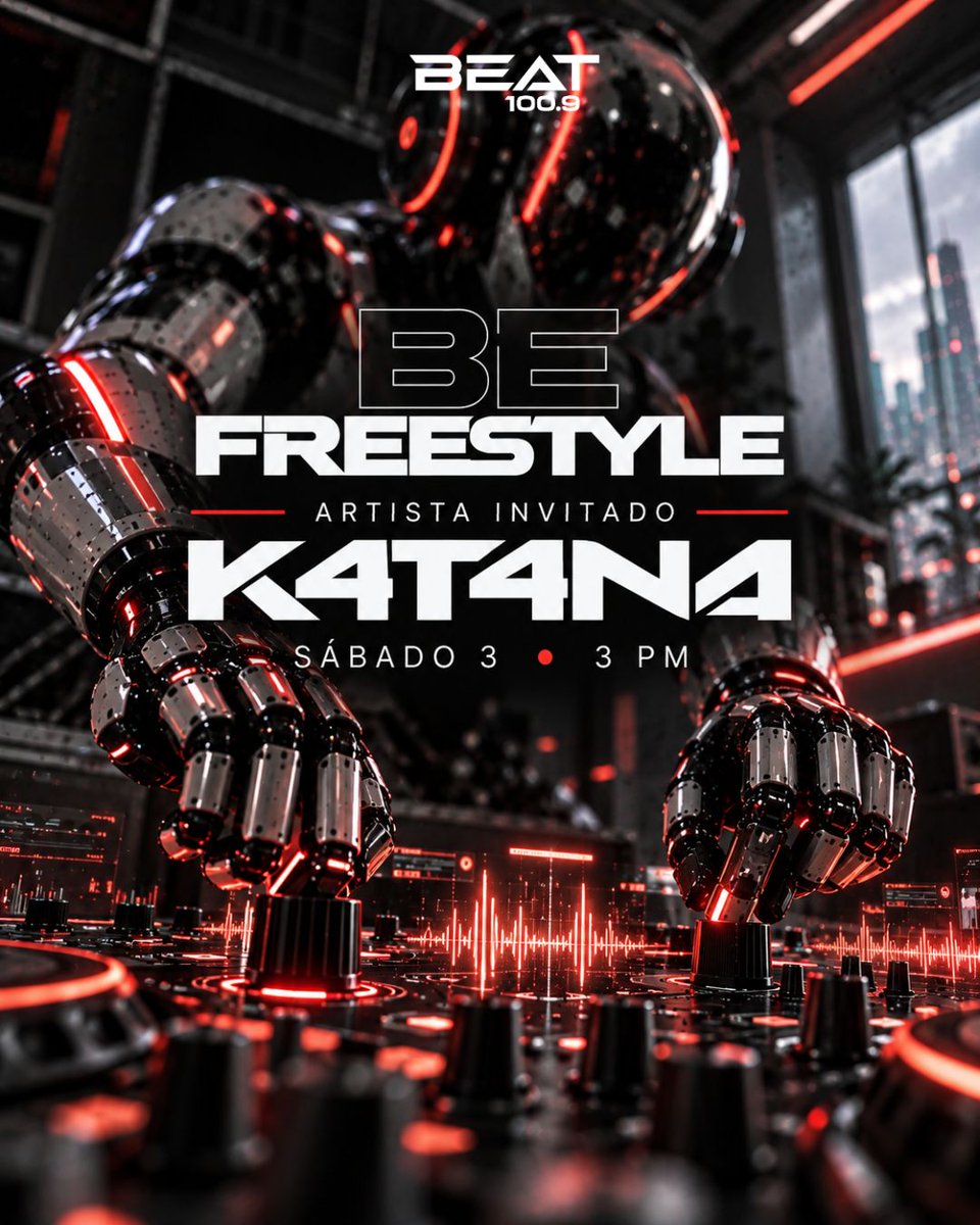 BEATOFICIAL's tweet photo. 🎧⚡ Este sábado, la frecuencia cambia de manos.
K4T4NA toma BE FREESTYLE con 55 minutos de selección y mezcla para llevar su sonido directo al aire. 🔊🖤
📻 Sábado · 3 PM
Escúchalo en Beat 100.9 y https://t.co/UHILLD2lE0
#BeFreestyle #Beat1009 #K4T4NA https://t.co/Vp674qsPYL