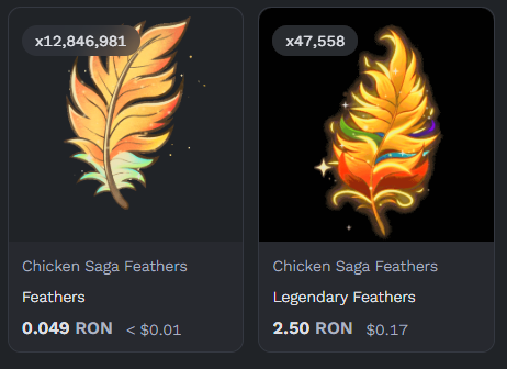lockedinluck's tweet photo. Market's dumping but @PlayChickenSaga feather prices are "skyrocketing" 🤣

@Ronin_Network https://t.co/qh1r5acmj6