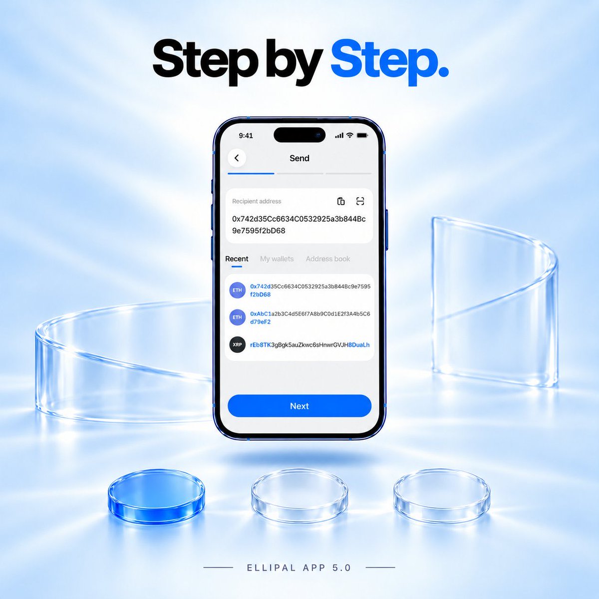 BrianEllip's tweet photo. One thing at a time. Enter the address, then the amount. Review before you sign.

Follow your progress in ELLIPAL App 5.0, at your own pace. Still in your hands. https://t.co/9hhdhkYgMF