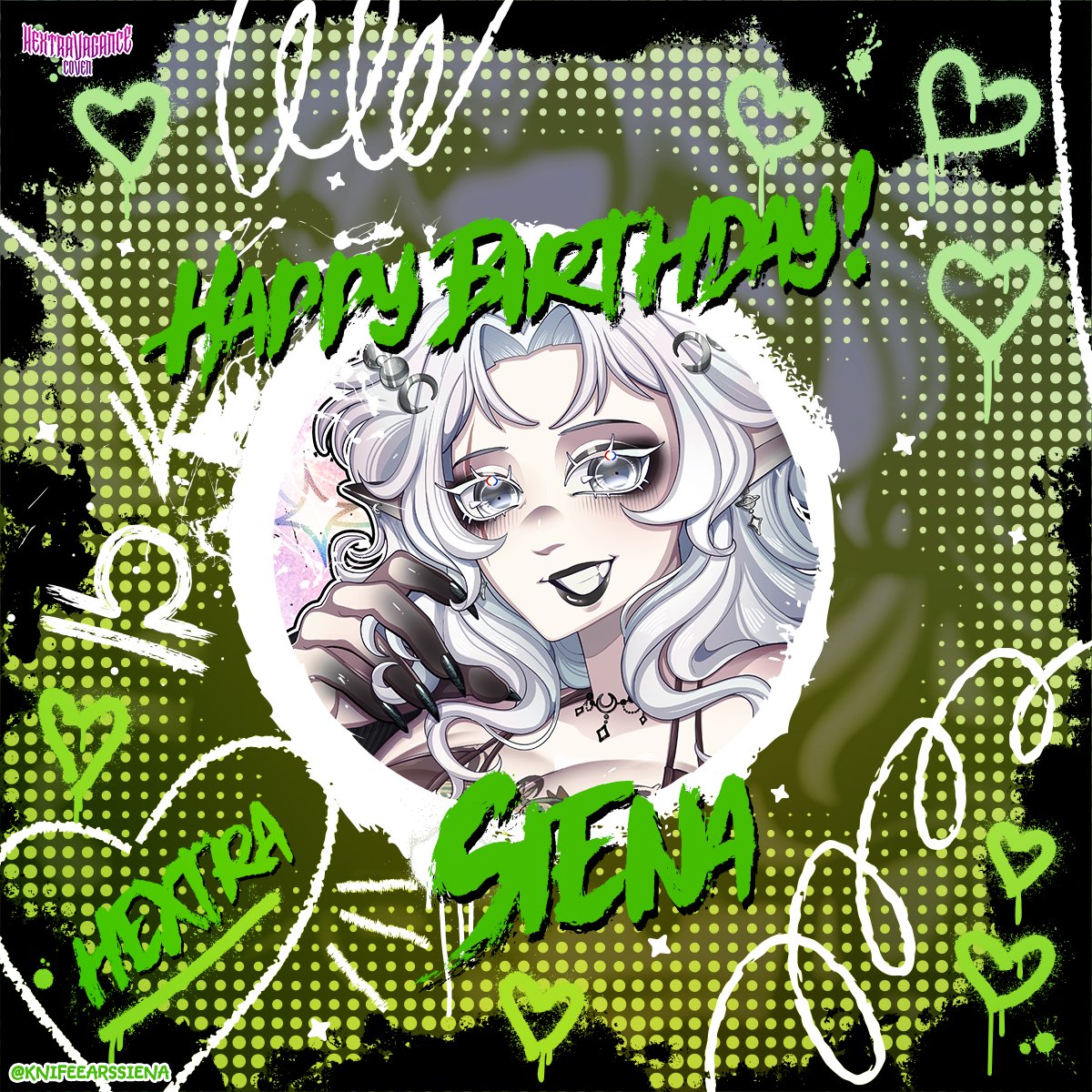 HEXTRACOVEN's tweet photo. We want to wish the wonderful @KnifeEarsSiena a hexciting and spelltastic birthday! 

She usually plays a lot of Xenomorph in Dead by Daylight and has been obsessed with Valorant! If you enjoy goofy vibes check out her TikTok for giggles. 

🔗All socials below: https://t.co/IR5myzVQlC