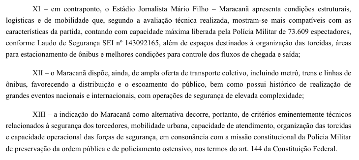 marcelopb1898's tweet photo. 🚨 *PMERJ É TAXATIVA: MARACANÃ É O ESTÁDIO RECOMENDADO PARA VASCO X BOCA JUNIORS!*

Com @naosoujornal e @EstagiarioVasco 

O Vasco apresentou documento oficial da Polícia Militar do Estado do Rio de Janeiro (PMERJ), confirmando formalmente a recomendação de que a semifinal da Sul-Americana seja disputada no Maracanã, e não em São Januário.

A manifestação, baseada em avaliação técnica do BEPE, aponta o Maracanã como o estádio mais adequado para a realização da partida, considerando critérios de *segurança dos torcedores, mobilidade urbana, organização das torcidas, estacionamento de ônibus e capacidade operacional das forças de segurança*.

A própria PMERJ destaca que a recomendação se fundamenta em critérios eminentemente técnicos.

📄 O documento foi anexado pela Vasco SAF ao agravo de instrumento em que o clube busca garantir judicialmente a utilização do Maracanã para o confronto contra o Boca Juniors, marcado para 20 de outubro.

💢 *A recomendação oficial da PMERJ reforça a posição do Vasco na disputa pelo estádio. Agora, a decisão sobre a utilização do Maracanã segue na esfera judicial.*
