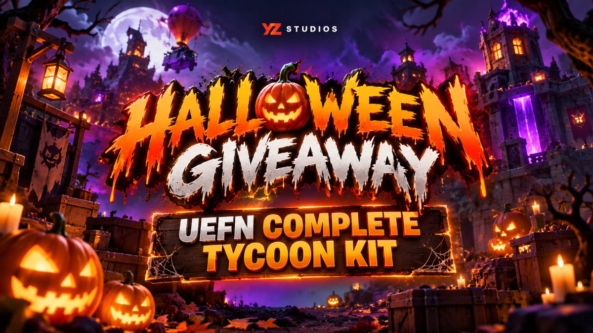 yizeynstudios's tweet photo. 🎃 HALLOWEEN GIVEAWAY — COMPLETE UEFN TYCOON KIT‼️

We’re giving ONE creator our $230 Complete UEFN Tycoon Kit for FREE. 🔥

To enter:
👻 Follow us @YZStudios
❤️ Like this post
🔁 Repost this post
💬 Reply this post with what kind of Tycoon you’d build with the kit

We’ll pick 1 winner from the replies. 🏆

Winner will be announced on Halloween — October 31. 🎃

Good luck, creators. We wanna see what you’d build 👀

#UEFN #FortniteCreative #Giveaway #verse #tycoonkit #reklam #halloween #fortnitemares