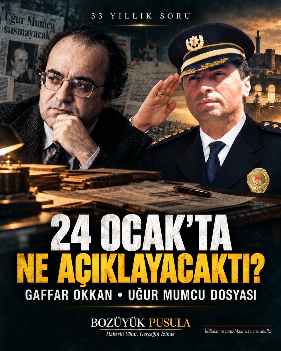 BozuyukHaberler's tweet photo. İki suikast. Sekiz yıl arayla aynı tarih: 24 Ocak.
Uğur Mumcu cinayetini araştırdığı aktarılan Gaffar Okkan, o gün ne açıklamaya hazırlanıyordu?
 Dosyanın ayrıntıları Bozüyük Pusula’da 👇
https://t.co/FaF6qOs6xc
#UğurMumcu #GaffarOkkan #24Ocak #BozüyükPusula https://t.co/HfAFBTJ2EY