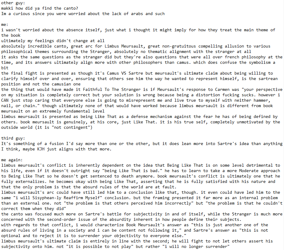 hekkiallmo's tweet photo. got asked my thoughts in a server so i elaborated more on them and here's said elaboration if anyone is actually enough of a Makki Meursaulthead to wanna read em https://t.co/ojSOoC9oP0