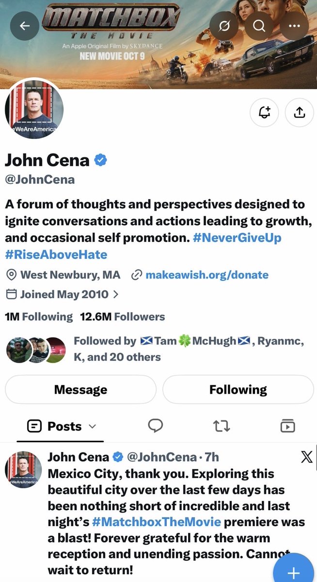 jadamct's tweet photo. @deaglanmcc Surely this cannot be the real John cena following him 😭 https://t.co/s2unx3pjMn