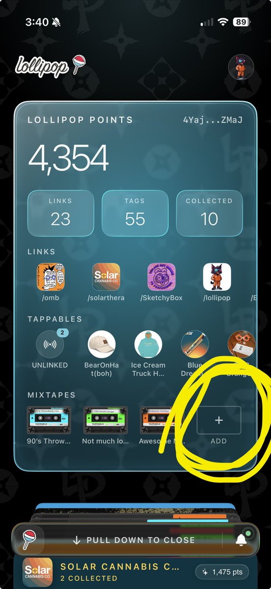 ibuildcoolshit's tweet photo. @Mariuscarl1 @getLollipopTap Once you install the app just open the point card and click the add button. https://t.co/1UcOyiwBuY