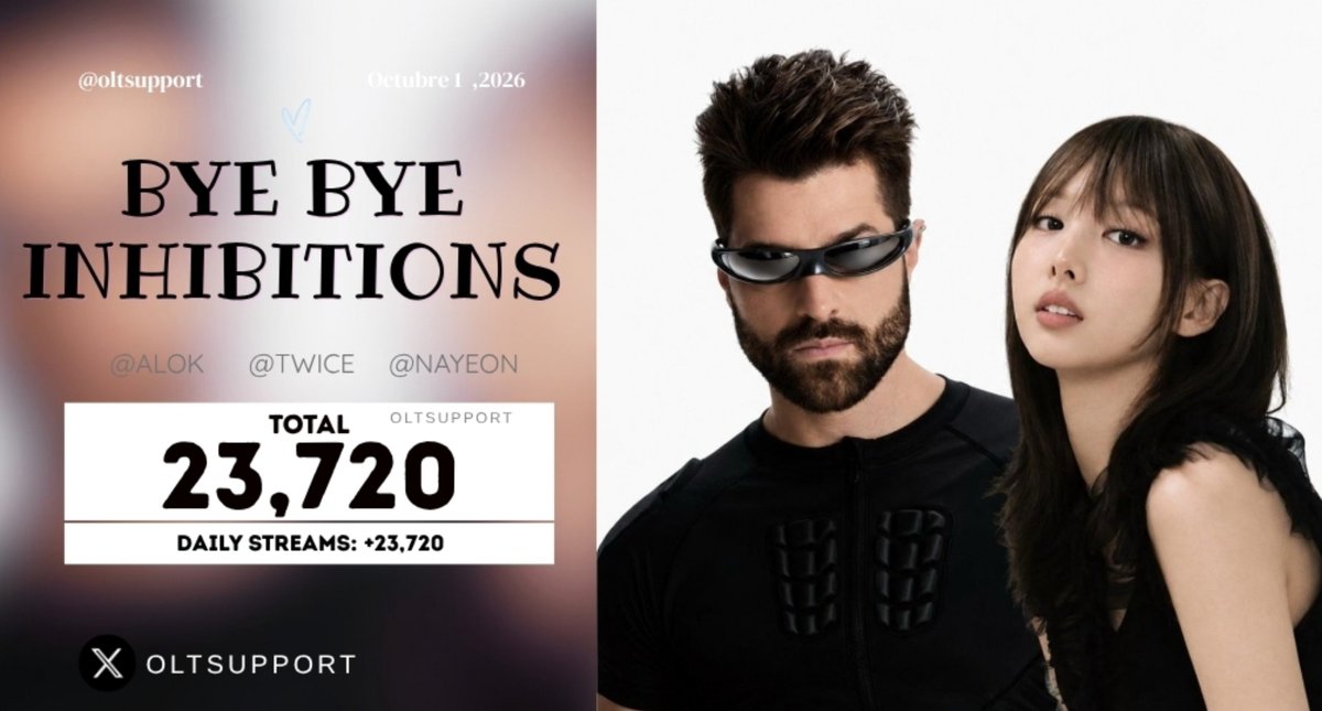 OLTSupport's tweet photo. "Bye Bye Inhibitions” by NAYEON (TWICE) &amp; Alok earned a partial debut with +23,720 streams on Spotify yesterday.

*The song started to be available at midnight in each country. https://t.co/2bXGjxZH0h