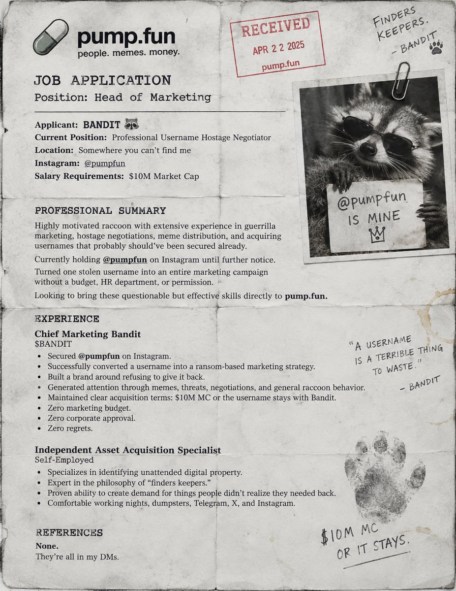 istolepumpfun's tweet photo. Yo @a1lon9 do I fit the role? 🦝 https://t.co/oC35hASsuO