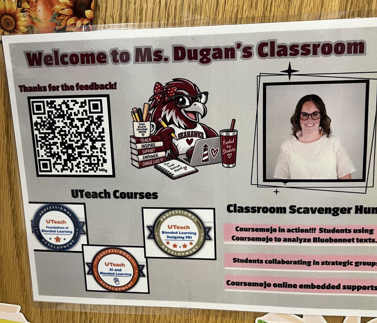 UTeachPD's tweet photo. Blended Learning Site Visit at Lighthouse Public Schools Day 3: Bluebonnet Learning in Action!

In Shannon Dugan’s fourth-grade RLA classroom, CourseMojo supported students with differentiated assistance and AI feedback during Tier 1 instruction. #BlendedLearning #CourseMojo https://t.co/L5kC5lWo6E