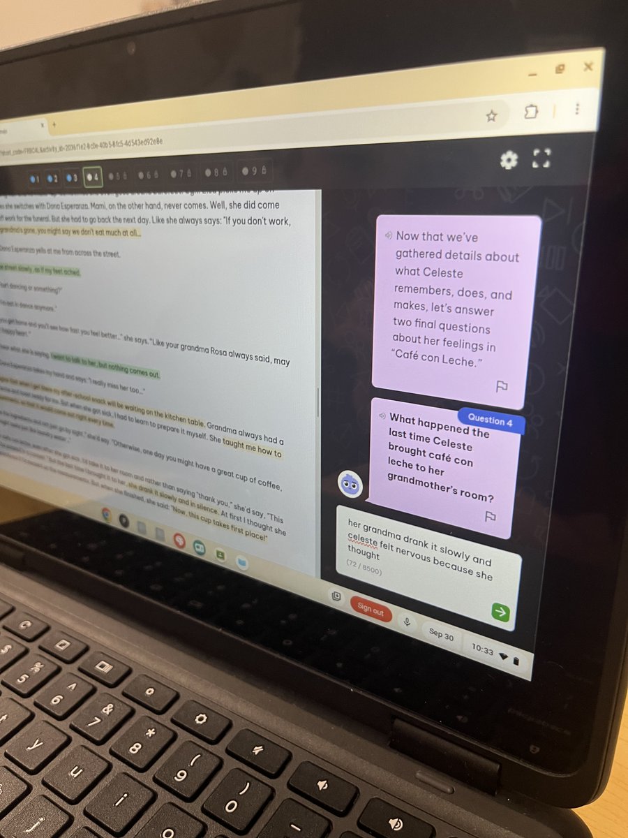 UTeachPD's tweet photo. Blended Learning Site Visit at Lighthouse Public Schools Day 3: Bluebonnet Learning in Action!

In Shannon Dugan’s fourth-grade RLA classroom, CourseMojo supported students with differentiated assistance and AI feedback during Tier 1 instruction. #BlendedLearning #CourseMojo https://t.co/L5kC5lWo6E