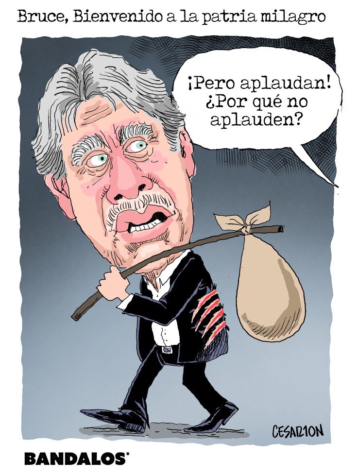 BandalosSC's tweet photo. “Bruce Mac Master en la Patria Milagro”

#Caricatura para #Bandalos de @DeZurdalAngulo https://t.co/0cEMkd0PS3