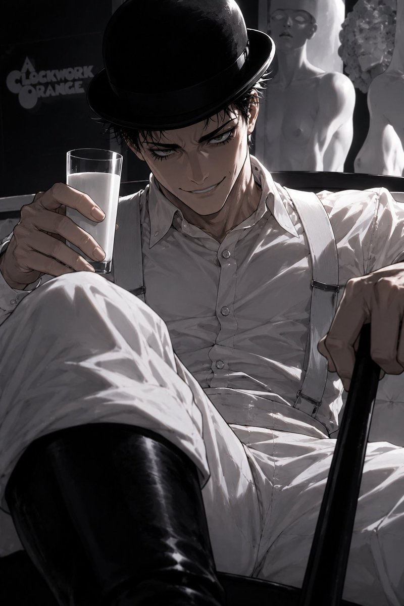 HHigurima's tweet photo. Una copa de leche, nuevo atuendo, mi mejor sonrisa y una noche de ultraviolencia. Feliz Octubre... 

#AcademiaTouken #FreeRol #viralㅤㅤ  #Dress #ClockworkOrange #cosplayㅤㅤㅤㅤㅤㅤㅤ #Halloween https://t.co/j9eqokM4Y3