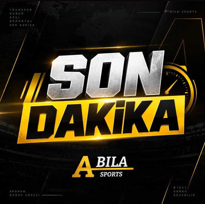 Bold 'SON DAKİKA' (Breaking News) graphic from ABİLA SPORTS with a metallic yellow and black design featuring a speedometer background.