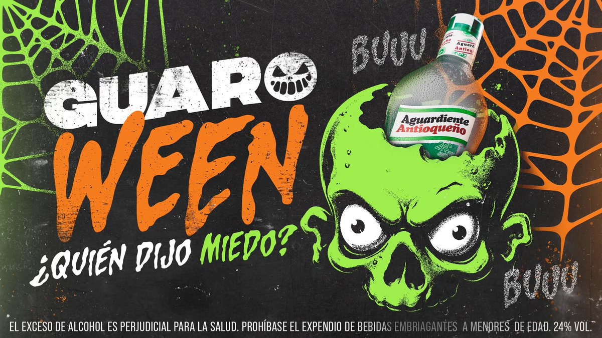 licosinu's tweet photo. Guaroween time 🎃 ¿Quién dijo miedo? 👀

Nosotros estamos puestos pa’ el mes más terrorífico del año. 👻💚

#Guaroween #QuienDijoMiedo #AguardienteAntioqueño #Halloween2026 https://t.co/wqvfFbFTuy