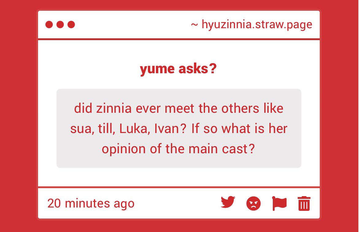 hyunacidal's tweet photo. yes they met the anakt four!
she hates till
they dislike ivan
they are friends with sua
she didn’t really know mizi in anakt garden but they thought of her as someone who was really kind but post karma she hates mizi for ruining hyuna’s plan https://t.co/2iOf4NzdlI