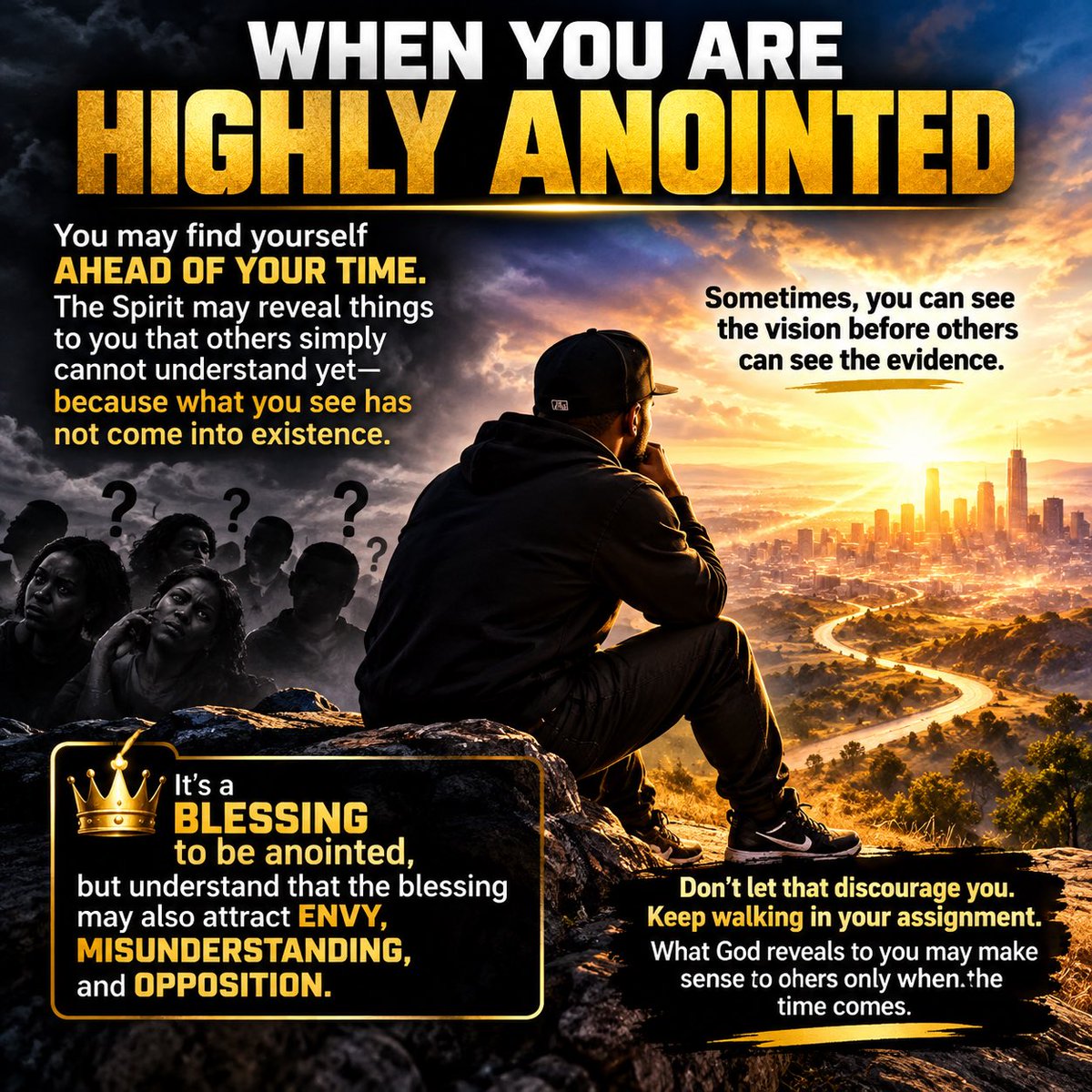 Spreadndagospel's tweet photo. When you are highly anointed, you may find yourself ahead of your time. The Spirit may reveal things to you that others simply cannot understand yet—because what you see has not come into existence.

Sometimes, you can see the vision before others can see the evidence. https://t.co/pgfRiuJmSm
