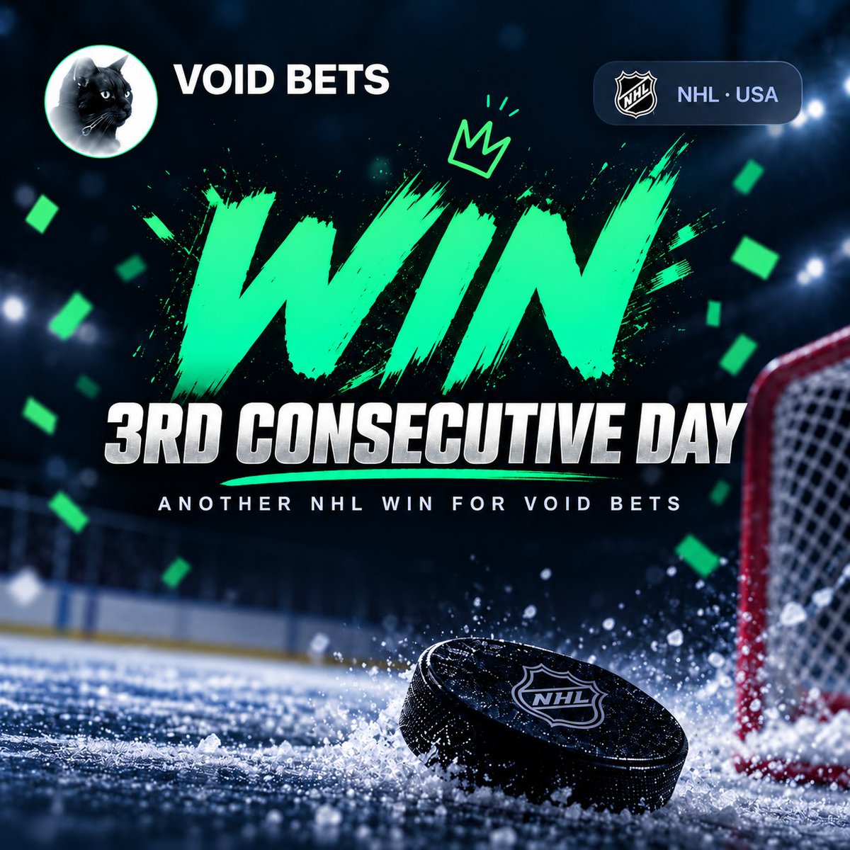 VoidBetsCom's tweet photo. 🏒 3 straight days. 3 NHL wins. ✅

Today we’re back with a 4th NHL pick 👀

Can we keep the streak alive? 🔥

Stay tuned.

#VoidBets #NHL #ValueBetting #Hockey #SportsBetting https://t.co/vAoA3HdlqP