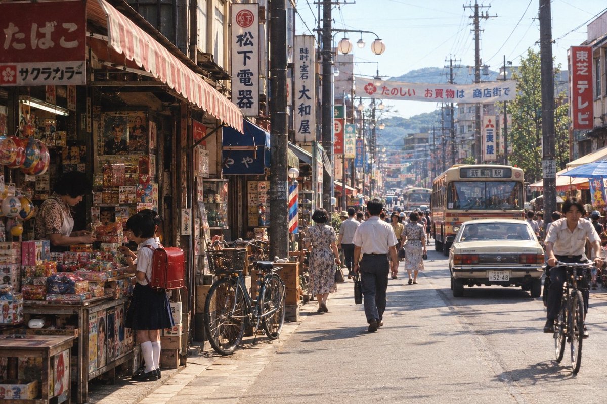 aoki244uver's tweet photo. 昭和の商店街に一つだけ
【令和】のモノがあります。

探してみてください。 https://t.co/ltaVhmJUV4