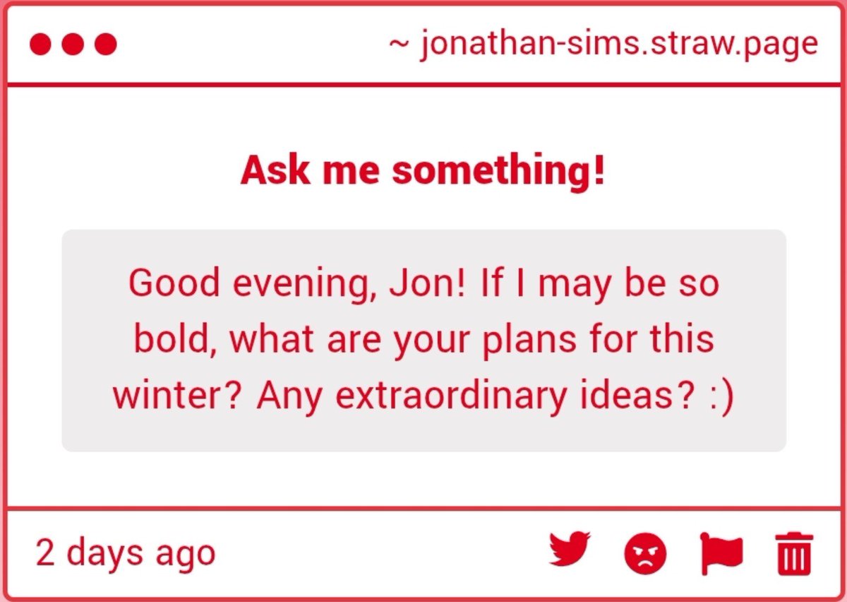JonathanSims_'s tweet photo. Hello! We plan to spend the holidays together, of course (and I'm rather looking forward to that). We also want to visit some nearby towns, maybe even a castle, who knows. https://t.co/vWr3jvDMDg