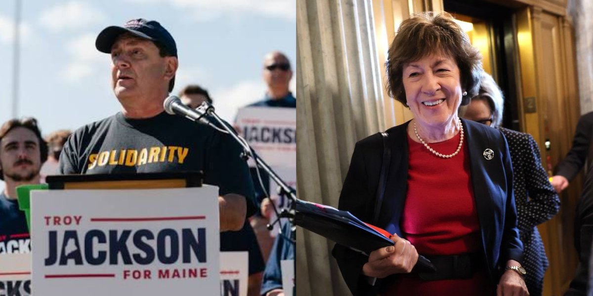 IAPolls2022's tweet photo. MAINE POLL - Senate

🟦 Troy Jackson: 46.2%
🟥 Susan Collins: 45.9%
——
By Age
🔵 18-29 - Jackson +36
🔵 30-39 - Jackson +42
🔵 40-49 - Jackson +2
🔴 50-64 - Collins +12
🔴 65+ - Collins +8

Trafalgar | 9/29-10/1 | LV | D37/R31 https://t.co/caVBgWs7c6