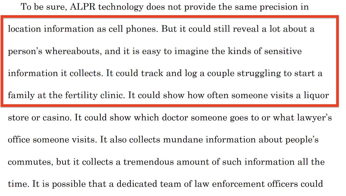 jsrailton's tweet photo. NEW: A Federal judge just ruled that a warrantless Flock/ALPR search violated a woman's 4th Amendment rights!

"Why is it the government's business where everyone goes all the time?"

"Freedom from persistent, dragnet-style surveillance while in public is not a foreign concept in our society, and it is a reasonable expectation that society already accepts"

Judge Sara Hill (N.D. Oklahoma) notes other courts, including in Oklahoma, ruled the other way on Flock searches. She argues that a decision from 1983 shouldn't govern 2026 networks of what she calls "indiscriminate mass surveillance."  

"This Court is now faced with technology that appears to be approaching the dragnet type law enforcement practice Mr. Knotts warned of."

Setting up for an interesting fight in circuit court if the government appeals.

Story by @jason_koebler 
https://t.co/xXq8KtyrXt
Ruling: https://t.co/xYhkozrWWD
