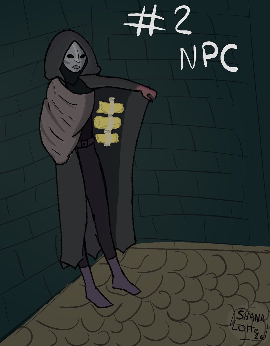 Shanalotte_draw's tweet photo. #2 NPC 
Ouaiiii c’est le #fungertober2026
#inktober 
JE SUIS MA PIRE ENNEMIE, vraiment un full body avec un design de con comme ça ???
De la perspective ??? 
Bref c’est Isayah de fear and Hunger 1 ! La première personne sympa avec moi dans ce con de donjon !! https://t.co/nz07MoBcP0