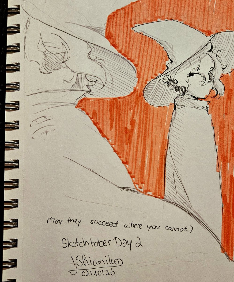 Shiahuahuaa's tweet photo. Sketchtober Day 2
(In the corner of your eye, you can sometimes see someone that looks just like you.) https://t.co/XX6WrLKBlt