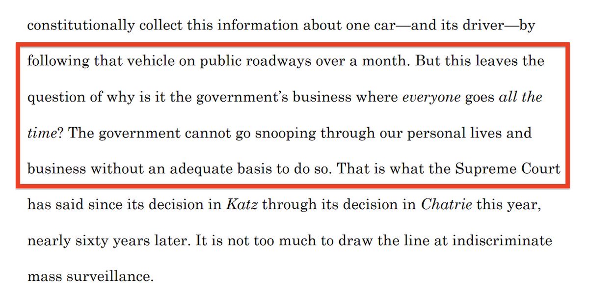 jsrailton's tweet photo. NEW: A Federal judge just ruled that a warrantless Flock/ALPR search violated a woman's 4th Amendment rights!

"Why is it the government's business where everyone goes all the time?"

"Freedom from persistent, dragnet-style surveillance while in public is not a foreign concept in our society, and it is a reasonable expectation that society already accepts"

Judge Sara Hill (N.D. Oklahoma) notes other courts, including in Oklahoma, ruled the other way on Flock searches. She argues that a decision from 1983 shouldn't govern 2026 networks of what she calls "indiscriminate mass surveillance."  

"This Court is now faced with technology that appears to be approaching the dragnet type law enforcement practice Mr. Knotts warned of."

Setting up for an interesting fight in circuit court if the government appeals.

Story by @jason_koebler 
https://t.co/xXq8KtyrXt
Ruling: https://t.co/xYhkozrWWD