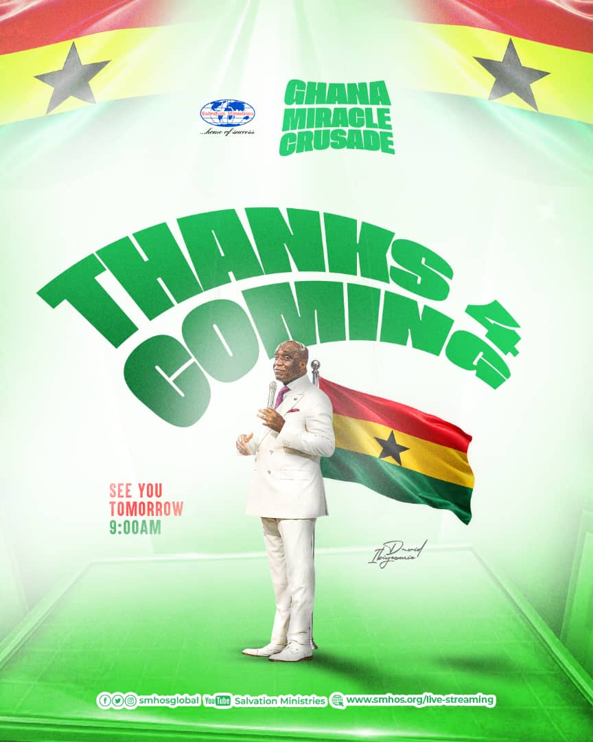 smhosglobal's tweet photo. The Ghana Miracle Crusade continues tomorrow!

Join us tomorrow, Saturday, October 3, by 9:00 AM at the UPSA Auditorium, IPS Road, Legon, Accra.

Come expectant, and don't come alone!

#SMHOS #smhosglobal https://t.co/CF9NgpmKio