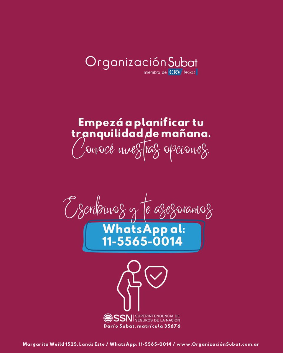 orgsubat's tweet photo. Tu futuro no se improvisa, se planifica. ✨
Con un Seguro de Retiro, empezás hoy a construir la tranquilidad que querés para mañana.

📍 Margarita Weild 1525 | Lanús Este
📲 Conectá con nosotros vía #WhatsApp al 11-5565-0014
🌐 https://t.co/OblBuuwRw7

#seguros  #seguroderetiro https://t.co/6F7OhYTx5z
