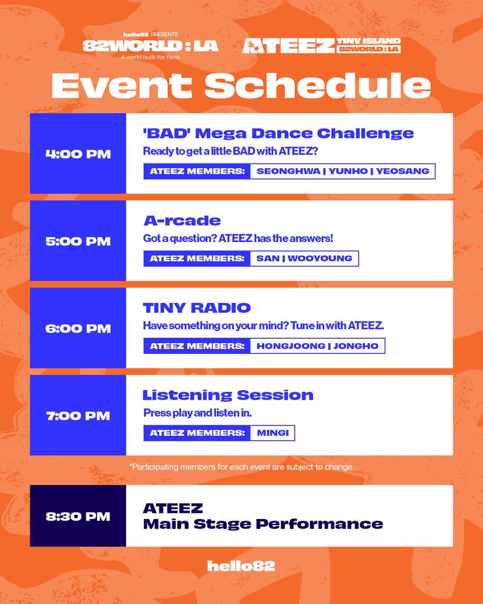 hello82PRESENTS's tweet photo. Got something to say to ATEEZ? 👀
Well… they’re waiting to hear it at 82WORLD : LA!

SEND US YOUR QUESTIONS AND STORIES HERE ⬇️
🔗 https://t.co/ATuIEzmqIk

*Event details are subject to change.

🎟️ TICKETS AVAILABLE NOW!
🔗 https://t.co/vpSH6dpnlK

🗓️ October 17-18, 2026
📍 LA State Historic Park

@ATEEZofficial 
#ATEEZ #82WORLD #82WORLDLA #hello82PRESENTS #hello82