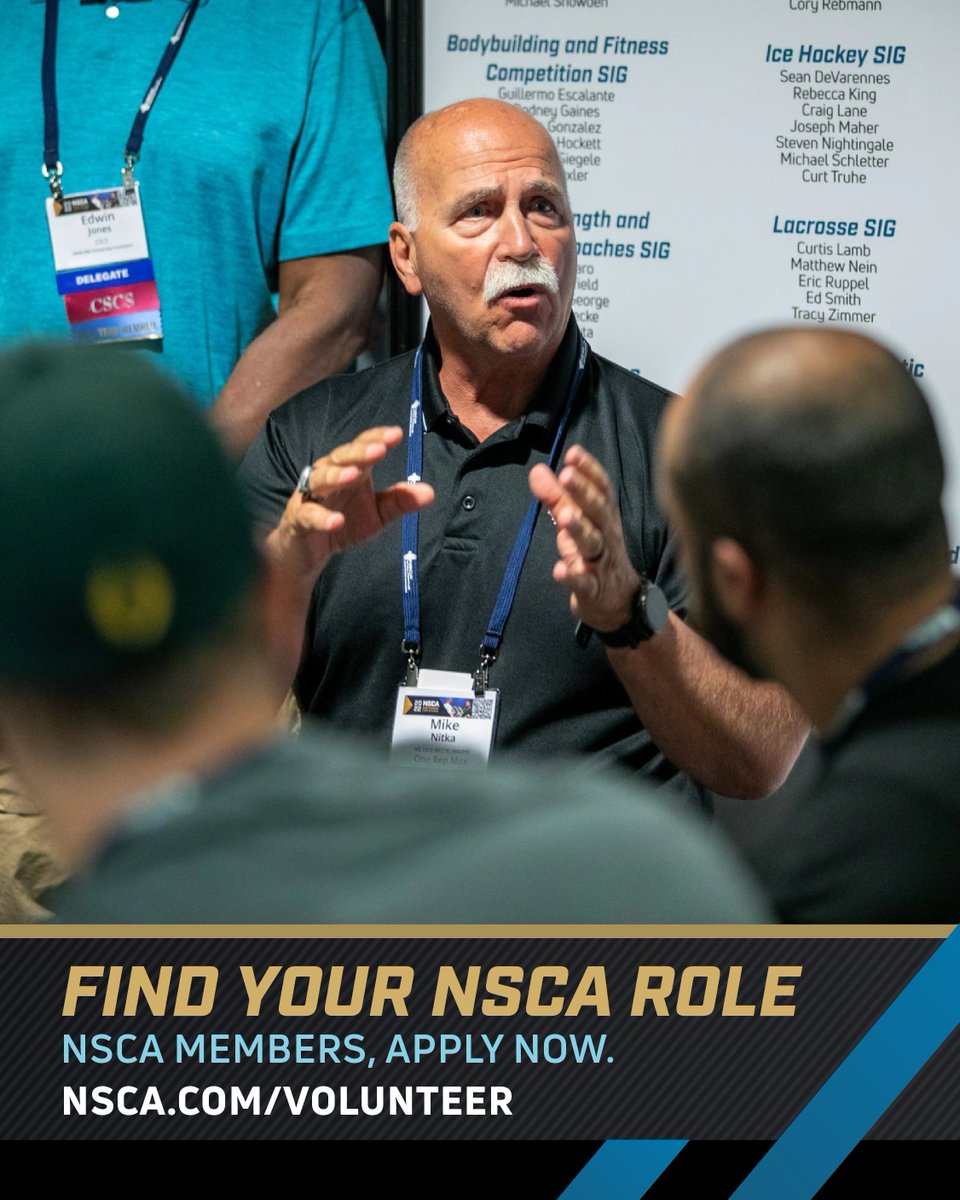 NSCA's tweet photo. You have ideas for this field. Where could you put them to use?

🙋 NSCA Members, explore open volunteer leadership positions.

🤝 Give back to the field you love alongside peers who share your commitment.

FIND YOUR NSCA ROLE » https://t.co/pV7RSx4ogO

#NSCAstrong #VolunteerNSCA https://t.co/jTagmxcUyw