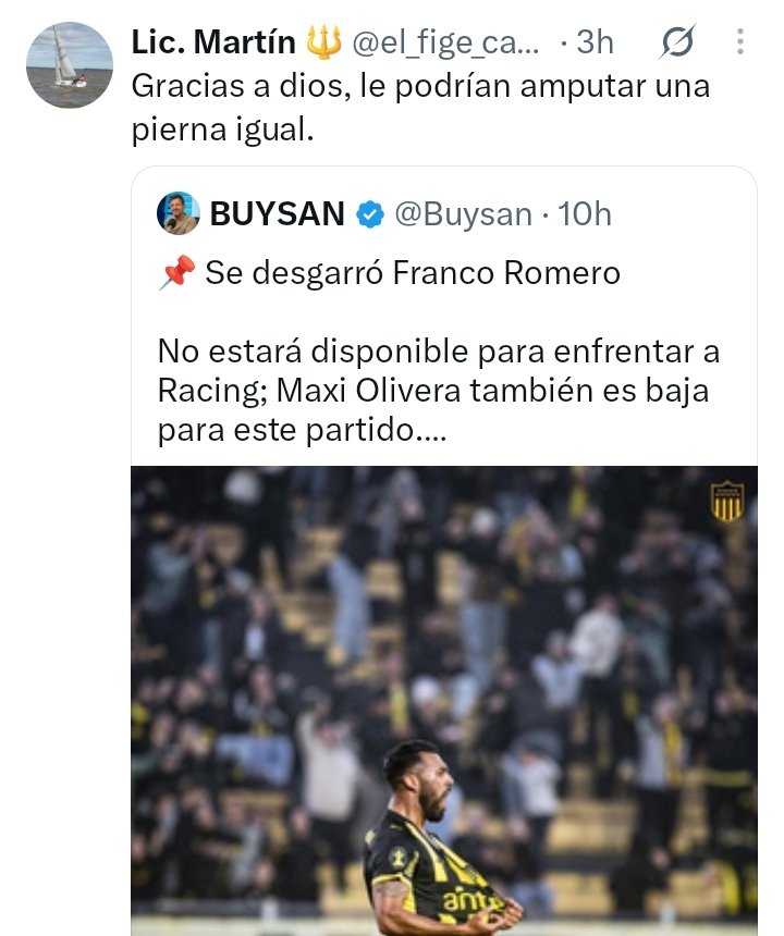 fontesarnold's tweet photo. @el_fige_carbone Che el licenciado le parece ordinario preguntar si es trans o no y al posteo posterior le desea que le amputen la pierna a un jugador de su equipo JAJA la doble vara en 2 minutos . https://t.co/5Tg7H7B2bL