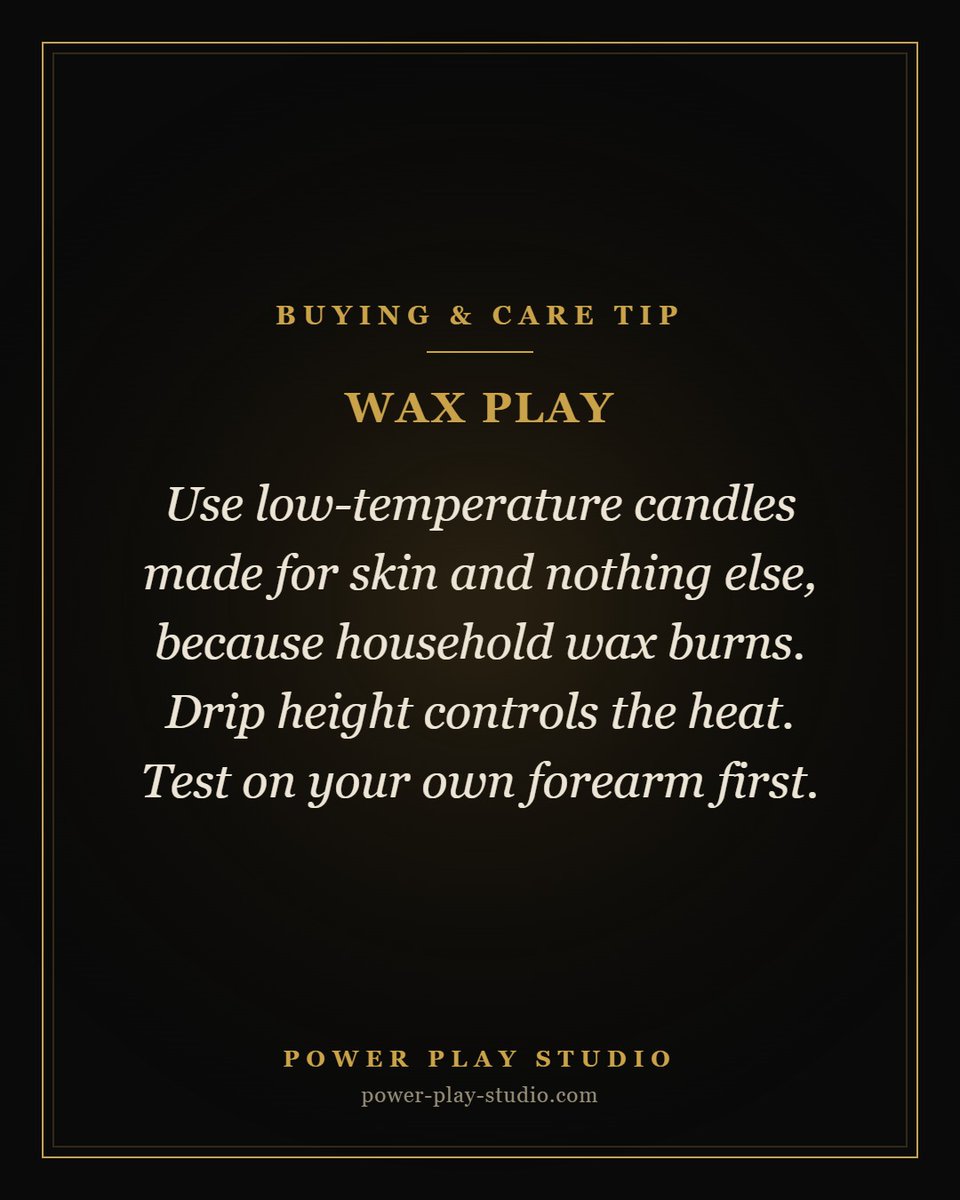 SirMaster1159's tweet photo. Wax play needs low-temperature candles made for skin and nothing else, because household wax burns. Test on your own forearm first.
https://t.co/3FJR5d72pY https://t.co/siHNk2fCv1