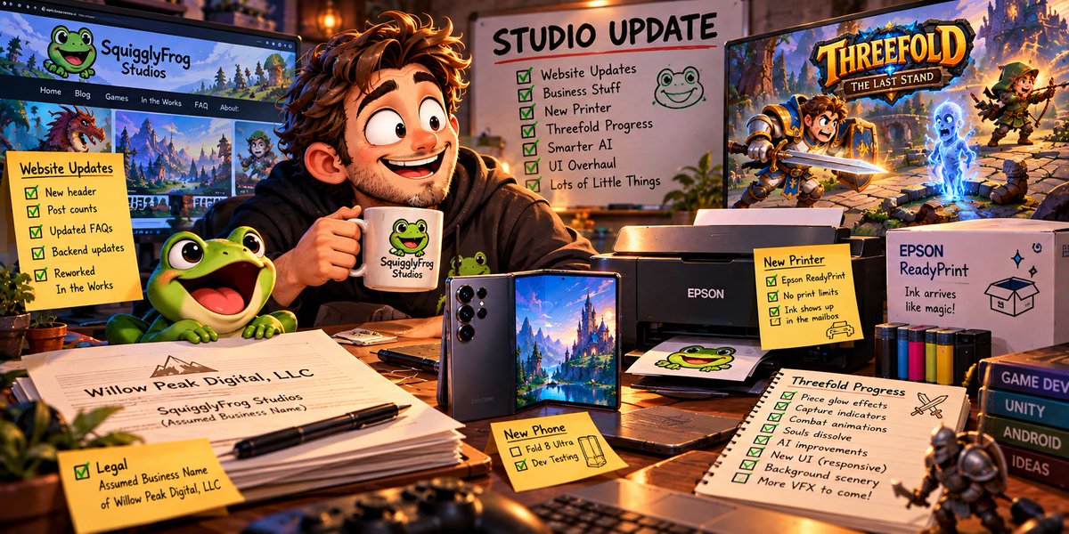 squigglyfrog's tweet photo. A Little Bit of Everything

Website upgrades, business paperwork, a new printer, better AI, combat animations, souls leaving bodies, and a much-needed Threefold UI overhaul. Nothing huge happened this week —…

https://t.co/SqVpRaY7P1

#gamedev #indiedev #indiegames #WoWCube https://t.co/TwMcLFgPBh