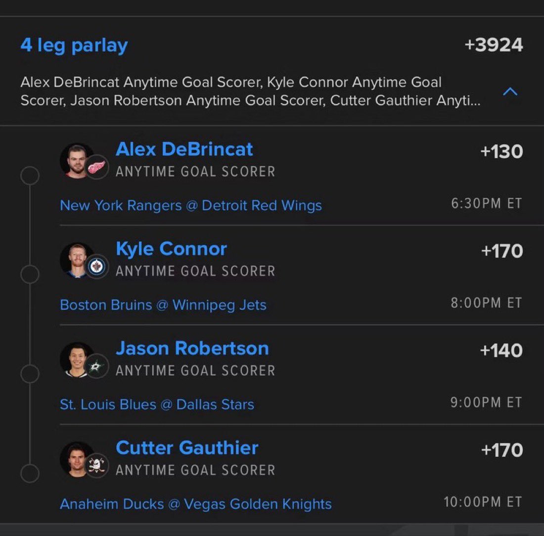 chisom_Mill0's tweet photo. 4/4 NHL — let’s get ’em familyyy 🏒💰

Need Daily win? Link In My Bio to Join

Alex DeBrincat
Kyle Connor
Jason Robertson
Cutter Gauthier

#GamblingX #NFL #WCBB ⛹️| #NBA 🏀| #CBB🔥 #Prizepicks 🔐| #PROPS | #POTD 📋| #NHL 🏒| #picks #CSGO 🔫|#WAKEANDCASH #WNBA 🏀| #mlb @Playbook https://t.co/3j7xzd8Sya