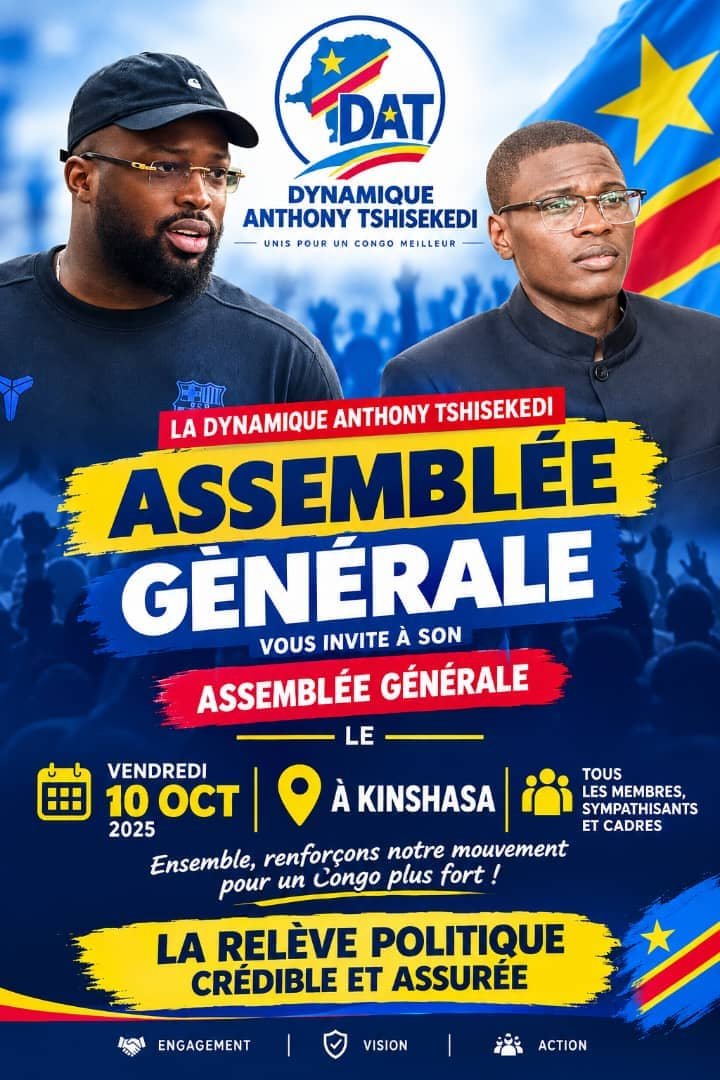 mpadi_olga's tweet photo. Nous vous invitons a prendre part  pour l'assemblée générale de la Dynamique Anthony tshisekedi ( DAT) https://t.co/HfVP7UcZAo