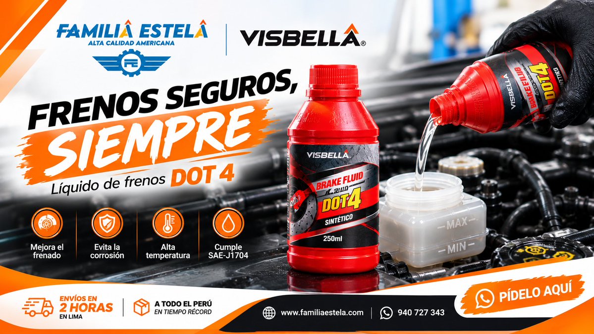 visbelladefe's tweet photo. 🚗🛑 No conviertas tu frenado en un jefe final. #Cuphead
VISBELLA DOT 4: líquido de frenos sintético para tu mantenimiento automotriz.
🇵🇪 Familia Estela | Envíos rápidos en Perú.
#LavaChato #DOT4 #Frenos #Automotriz #Portugal #Cristiano https://t.co/pgecjFZ0ep