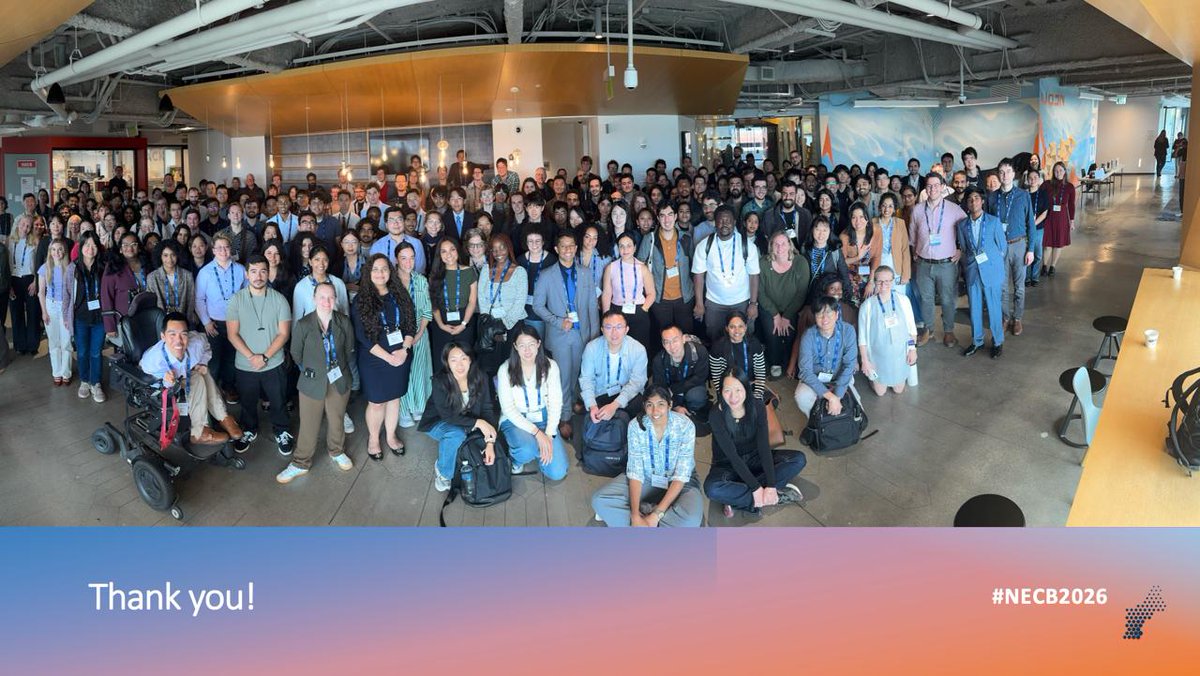 NewEngCompBio's tweet photo. Thank you to everyone who made the first #NECB2026 happen! 🎉

Over 360 researchers, 190+ abstracts, 169 posters and two days of great science and conversation.

Thank you @MSFTResearch for hosting and @iscb for partnering.

See you at NECB 2027! https://t.co/XrKY1D9dNh