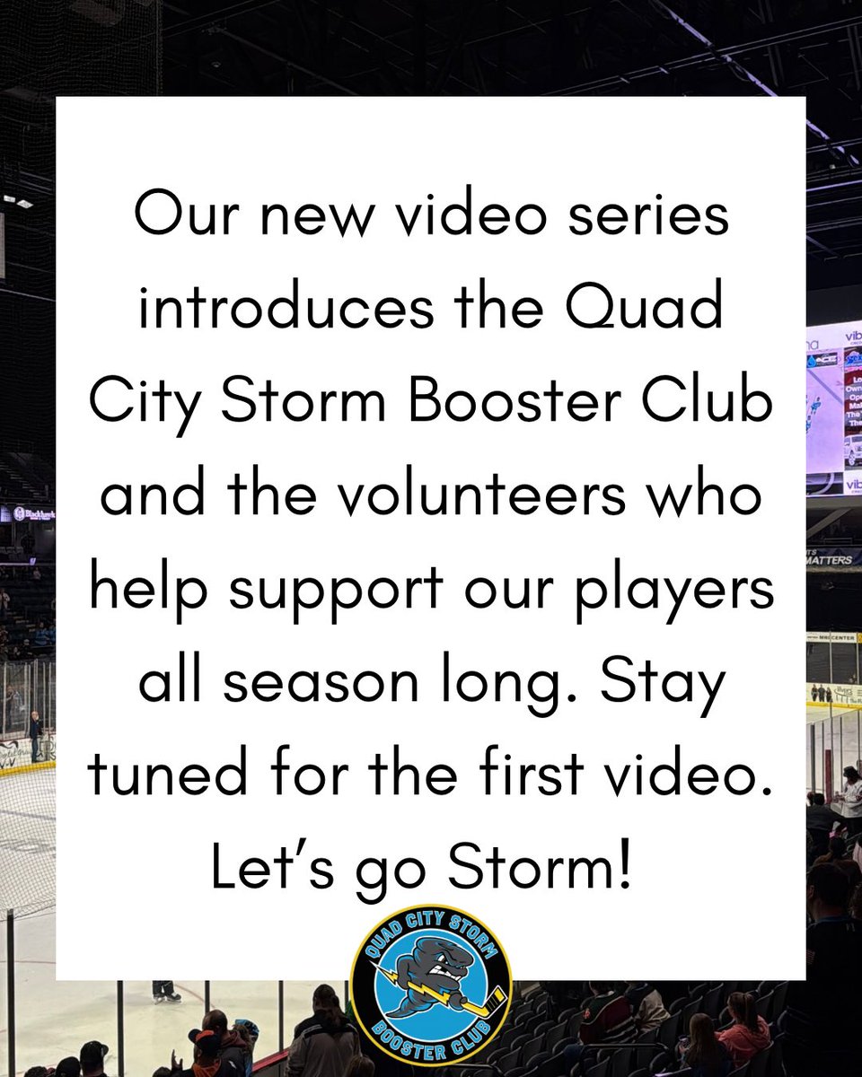 QuadCityStormBC's tweet photo. 🏒 Hockey season is almost here, Storm fans—and we’re opening up The Booster Playbook!
Our new video series introduces the Quad City Storm Booster Club and the volunteers who help support our players all season long. https://t.co/RBZEWtoffk