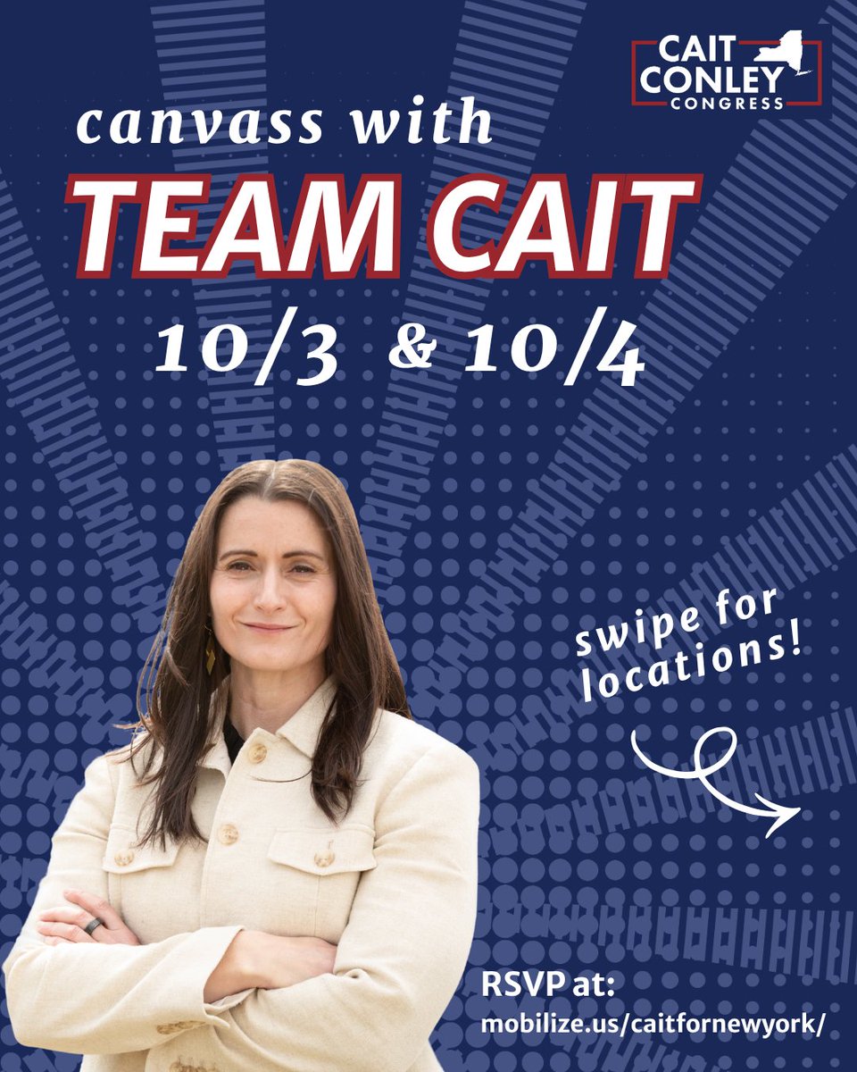 CaitforNewYork's tweet photo. Come hit the doors and talk to voters with #TeamCait this weekend! We’ll be out across the district spreading our message about our plans to root out Washington corruption and bring down costs here in the Hudson Valley.

Join us! https://t.co/szGPxM8o20 https://t.co/ICP1o6GenT