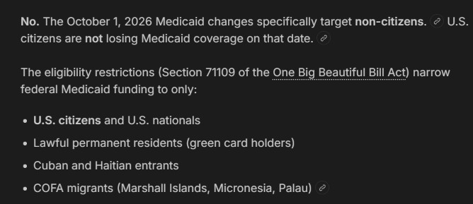 GoneGalt's tweet photo. @WOODTV Note: U.S. Citizens are not losing Medicaid coverage! https://t.co/OqZMf97oQ0