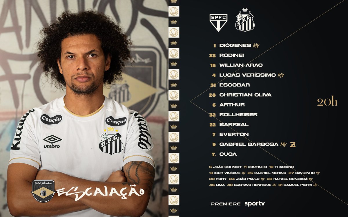 SantosFC's tweet photo. PEIXÃO ESCALADO PARA O CLÁSSICO! 📋 https://t.co/F2b1ii9e7J