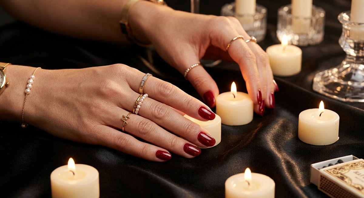 savrellacreator's tweet photo. Burgundy nails. Golden details. A touch of candlelight. ✦
Elegance in every detail.

#BurgundyNails #LuxuryAesthetic https://t.co/FH0MyvArrx