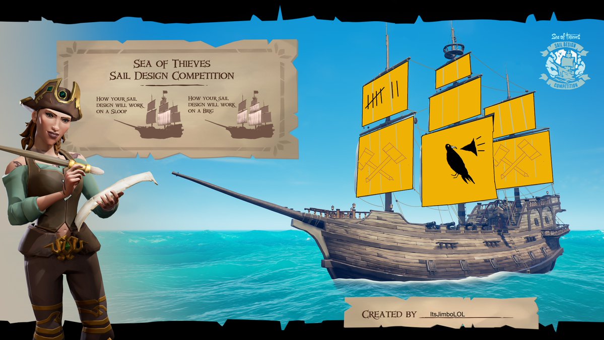 itsjimbolol's tweet photo. The Tattlesails. Featuring ban hammers and tally marks for every actioned player report.
#SoTSailDesignComp https://t.co/z7kbn5j8o5