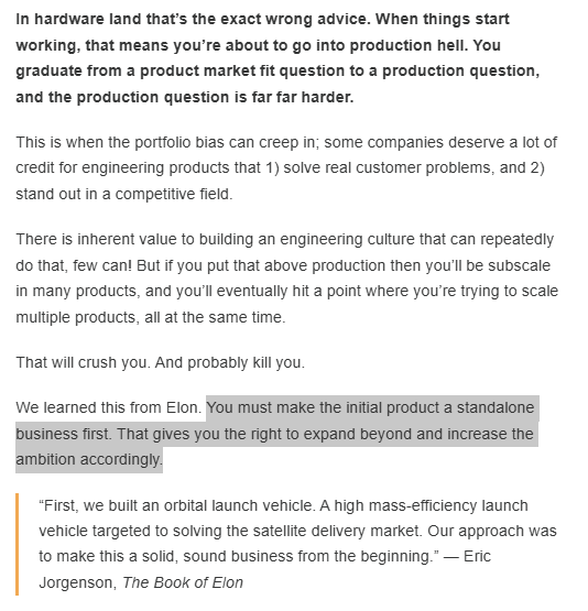 caiekelley's tweet photo. Good stuff from @grant__gregory and the millionth reminder that hardware is not software which means it's not (1) a single key product insight that creates any particular moat and (2) you do have to focus on one thing + produce a lot of it to create geometric growth at scale: https://t.co/GfdmCc1UAY