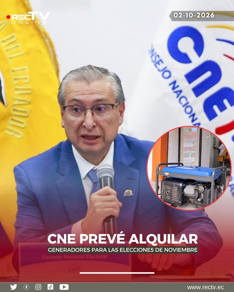 RecTVonline's tweet photo. #RecTv | El Consejo Nacional Electoral (CNE) prevé alquilar generadores eléctricos y adquirir sistemas UPS para garantizar el suministro de energía durante las elecciones del próximo 29 de noviembre. https://t.co/PX3K6pk8BJ