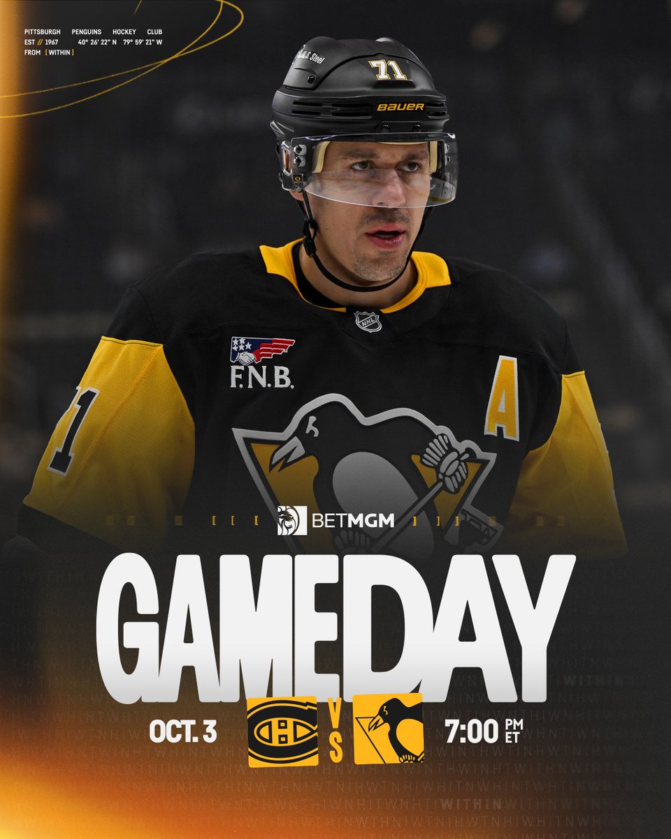 penguins's tweet photo. IT'S A HOCKEY NIGHT IN PITTSBURGH‼️

Game preview: https://t.co/lNiZ3uGJk9 https://t.co/Q8oMGIN3kx