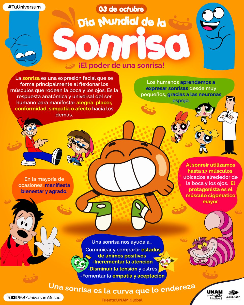UniversumMuseo's tweet photo. Hoy es el Día Mundial de la Sonrisa. 😁😁
Cuéntanos cuál es tu principal motivo para sonreír. 😊💛

#TuUniversum https://t.co/XBBiqErkdZ