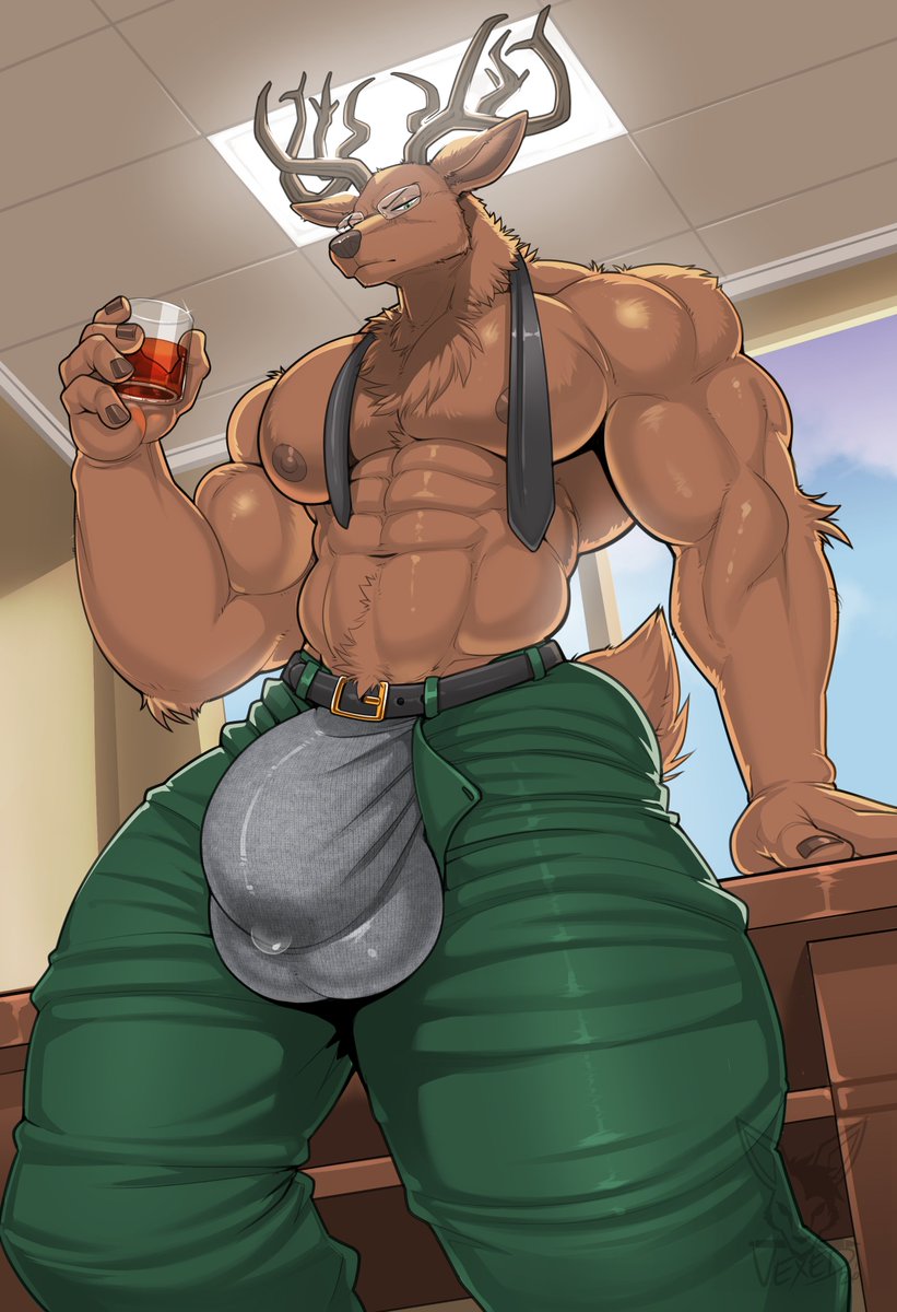 SeffMegaRoo's tweet photo. Meetings with your CEO adoptive father can get... well, interesting. 
If you're ever going to run the business, you need to know how business gets DONE. 

Anyway, just some fan art of my favorite business dad deer 🦌 https://t.co/brCvvEmS7f